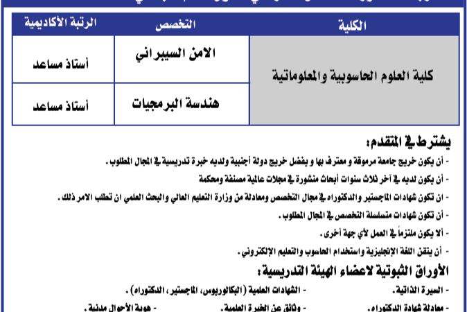 إعلان توظيف في جامعة عمان العربية